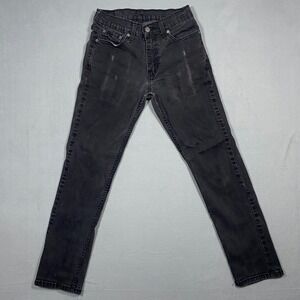 Levis 511 Slim Fit Jeans Mens 29x30 Faded Black‎ Denim Distressed